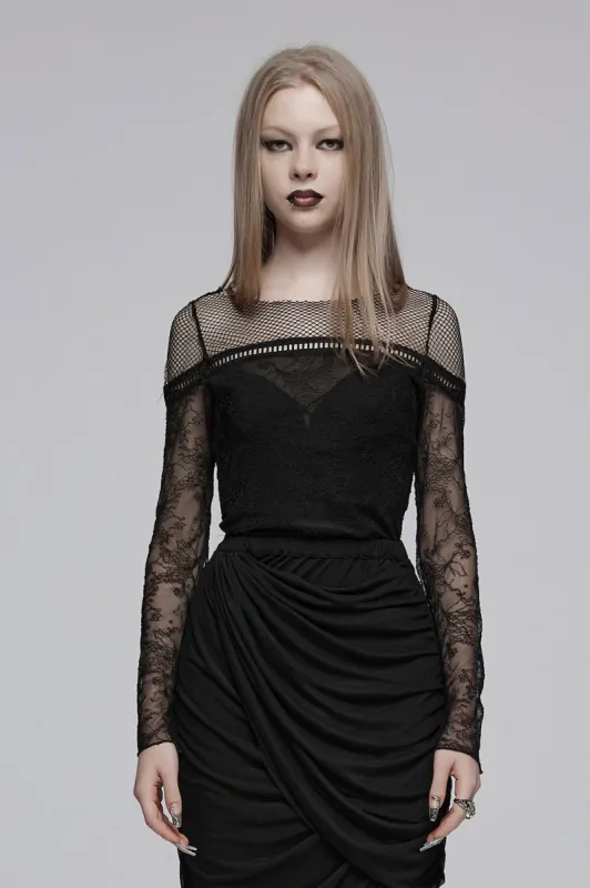 Darkness Divine Opaque Lace Top sold by Vampire Freaks