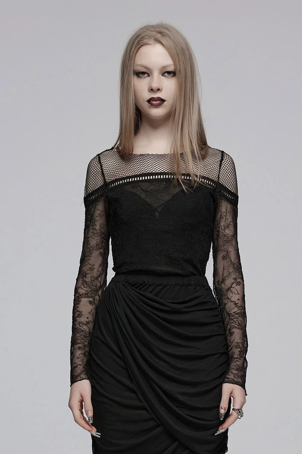 Darkness Divine Opaque Lace Top sold by Vampire Freaks