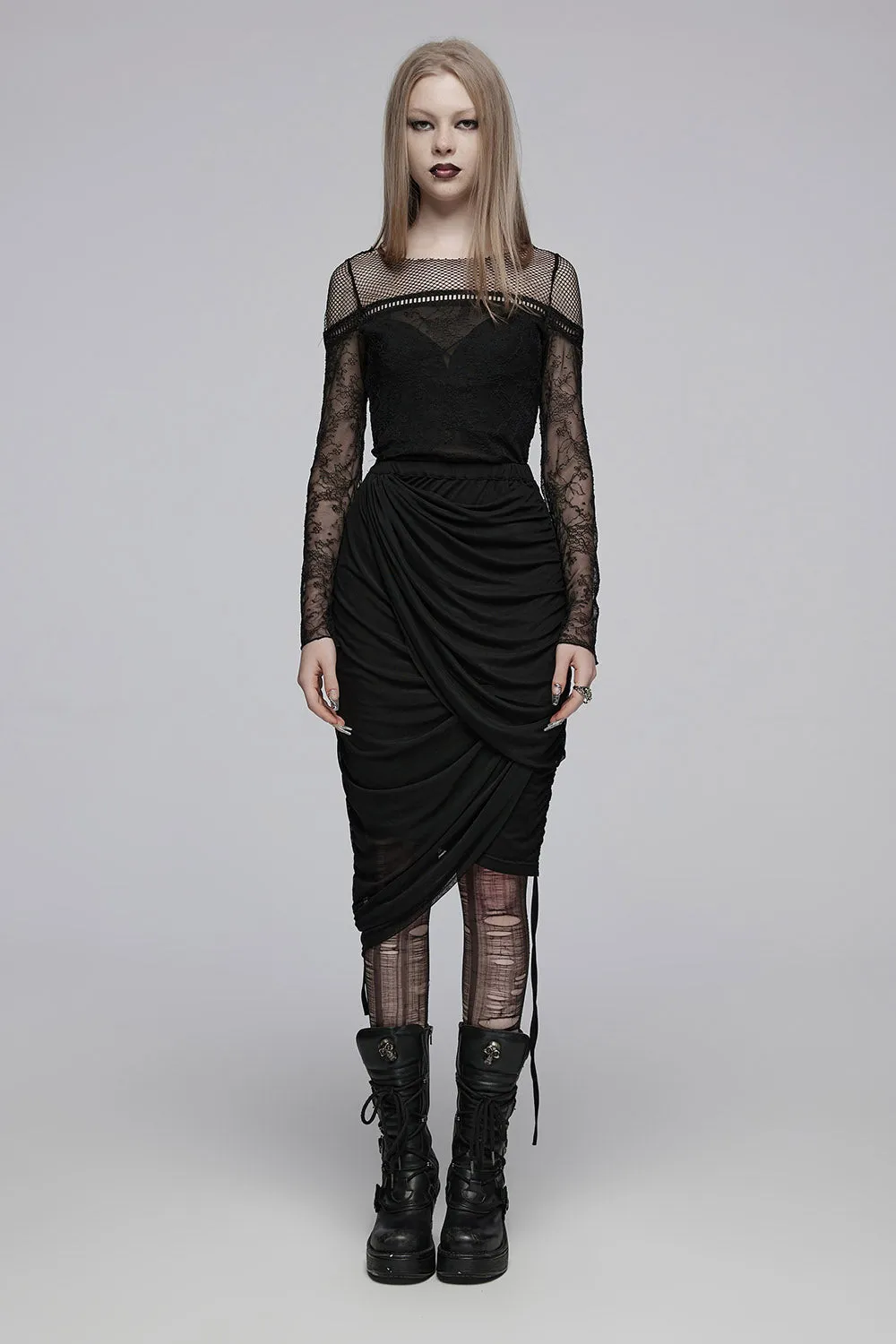 Darkness Divine Opaque Lace Top sold by Vampire Freaks product image thumbnail 4