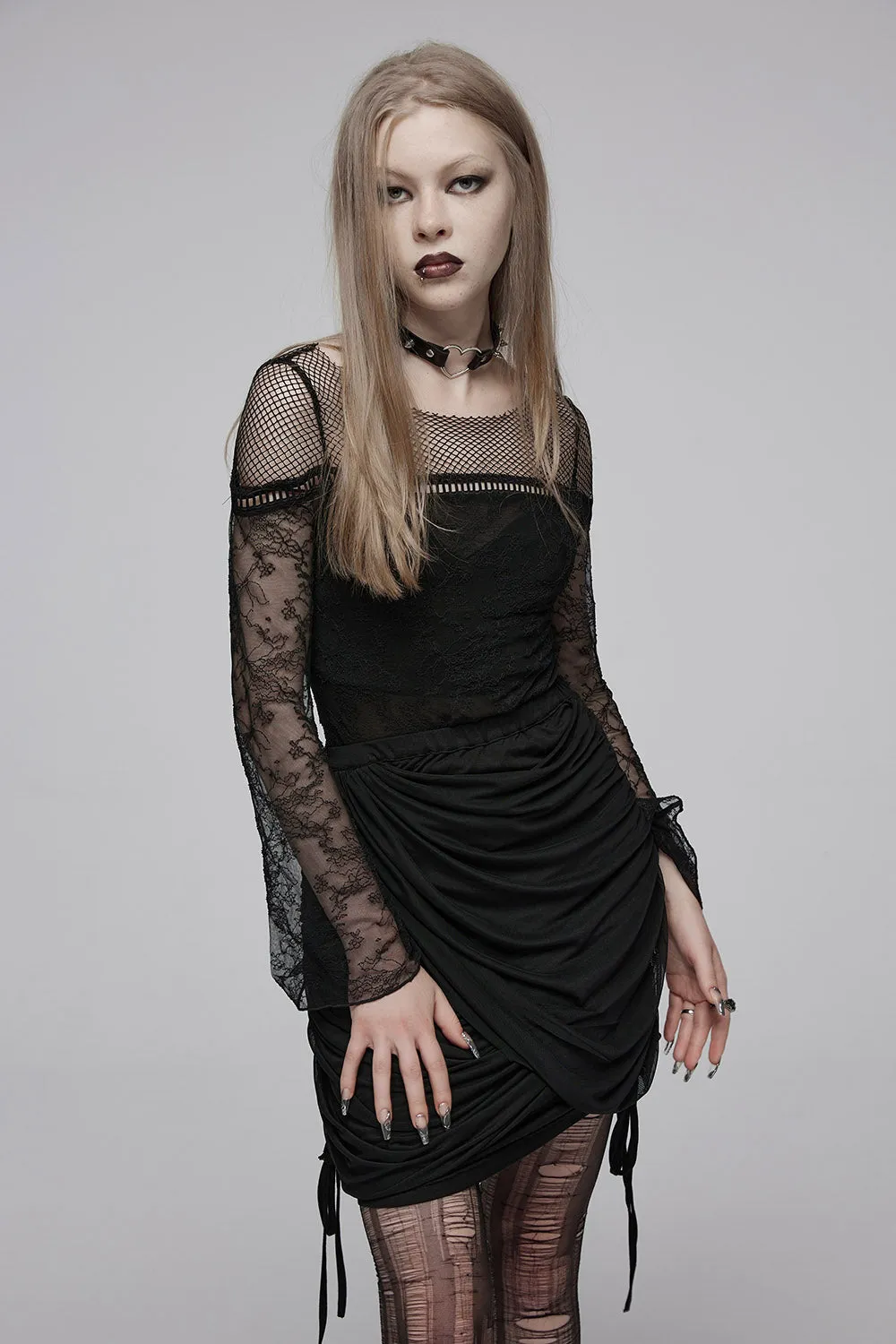 Darkness Divine Opaque Lace Top sold by Vampire Freaks product image thumbnail 2
