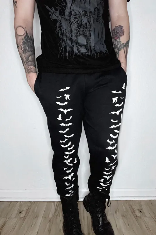 Vampire Bat Joggers [WHITE BATS] sold by Vampire Freaks