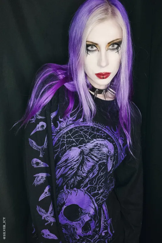 Death Raven T-shirt [PURPLE] sold by Vampire Freaks