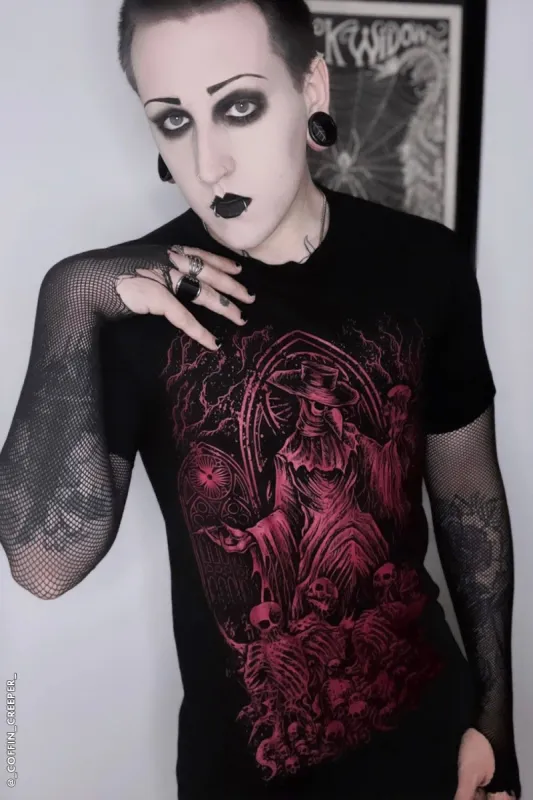 Plague Doctor Cathedral Tee [WINE] [Multiple Styles Available] sold by Vampire Freaks