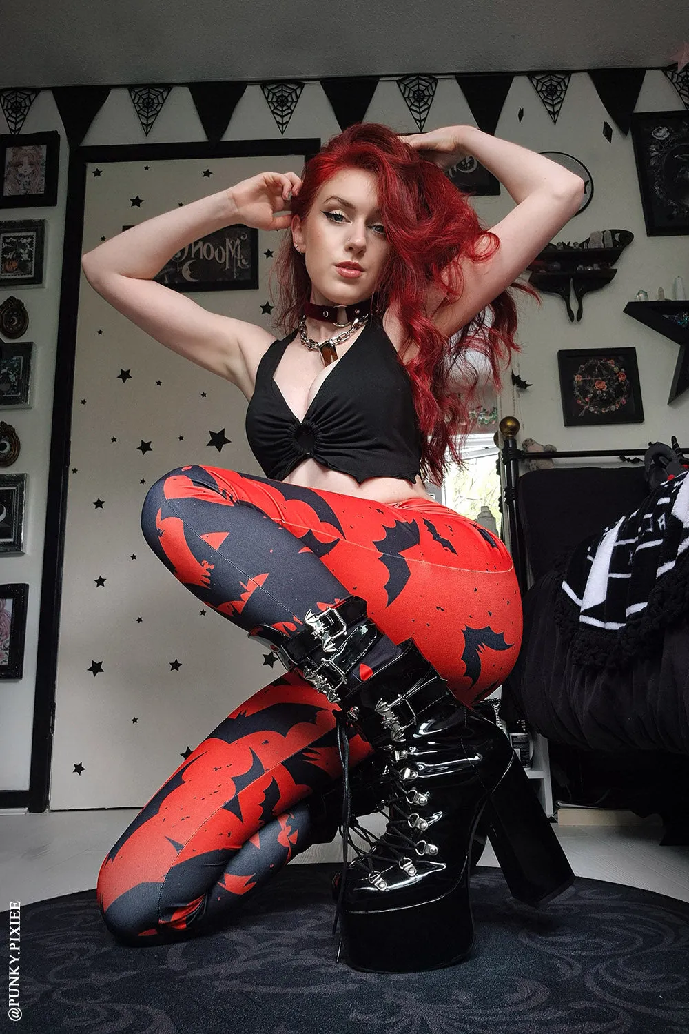 Blood Bat Pocket Leggings sold by Vampire Freaks