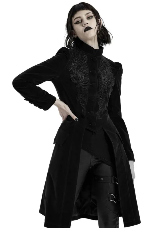 Black Dahlia Velvet Coat [BLACK] sold by Vampire Freaks