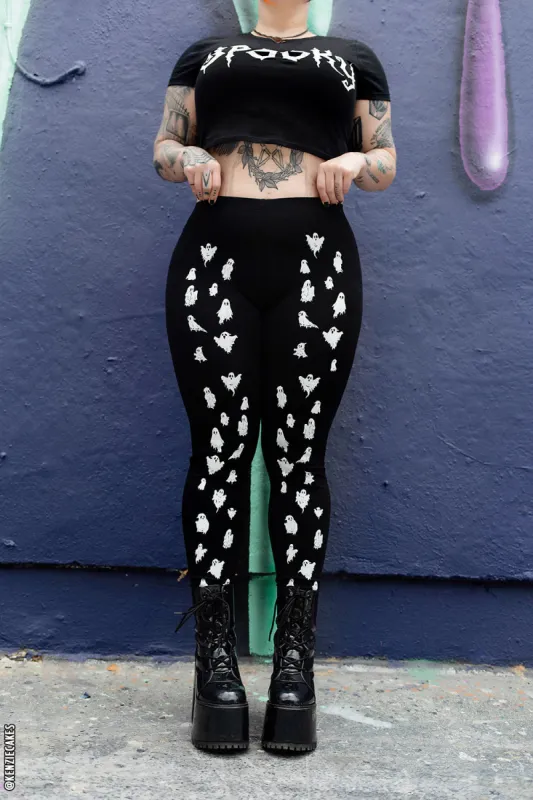 Ooky Spooky Ghost Leggings sold by Vampire Freaks