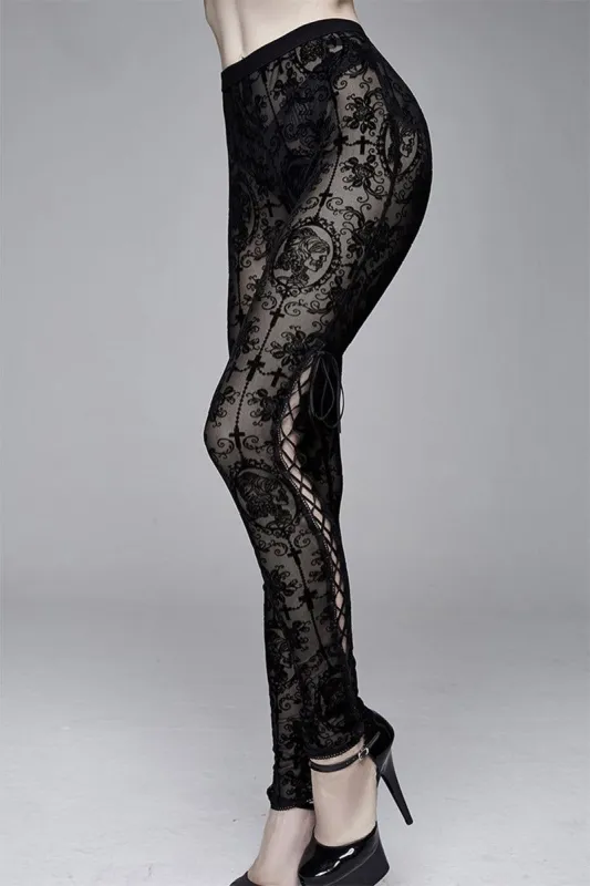 Skelatrina Lace Leggings sold by Vampire Freaks
