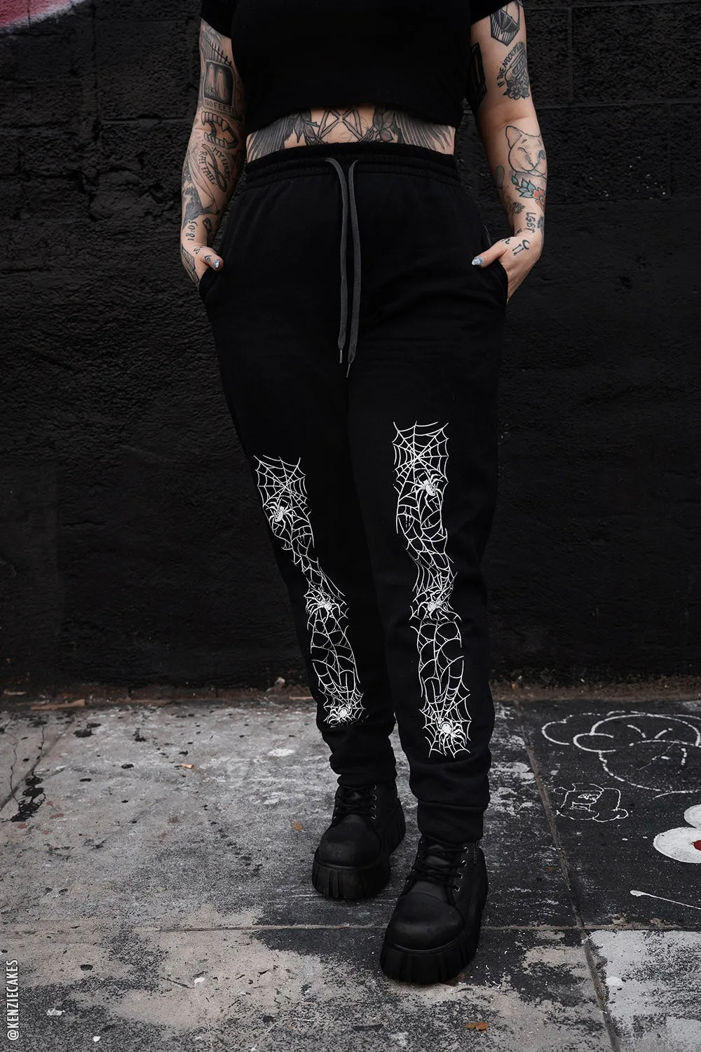 Spiderweb Joggers sold by Vampire Freaks product image thumbnail 2