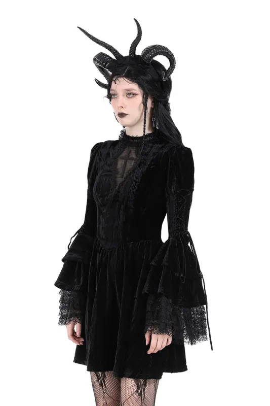 Draculara Black Velvet Dress sold by Vampire Freaks