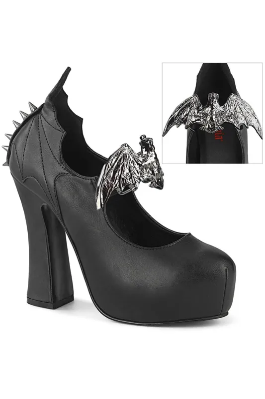 Nocturnal Creepture Mary Janes DEMON18 [Black Vegan Leather] sold by Vampire Freaks