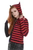 Shiori Half and Half Zippered Hoodie [BLACK/RED] sold by Vampire Freaks