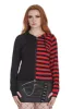 Shiori Half and Half Zippered Hoodie [BLACK/RED] sold by Vampire Freaks