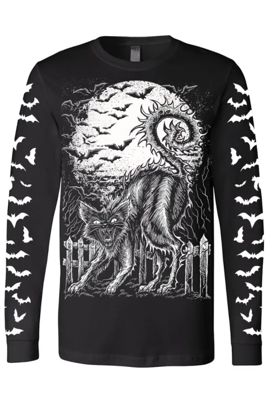 Halloween Cat Tee [BLACK/WHITE] [Multiple Styles Available] sold by Vampire Freaks
