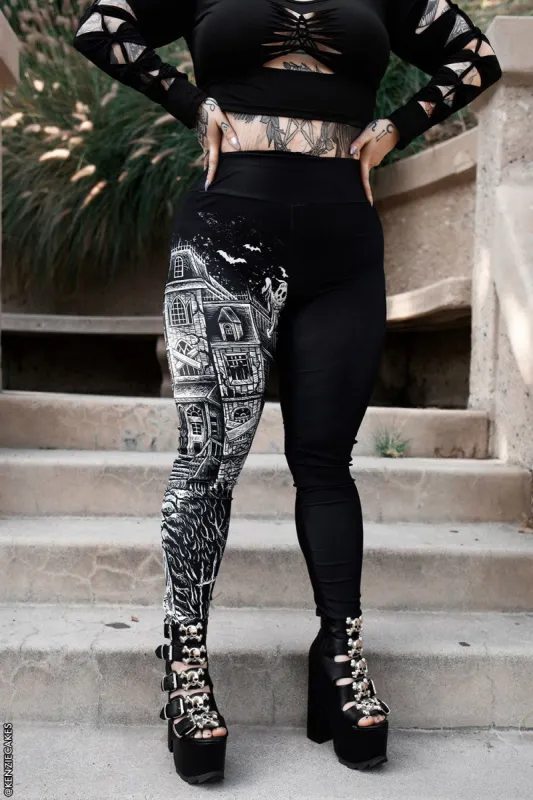 Haunted House Leggings sold by Vampire Freaks