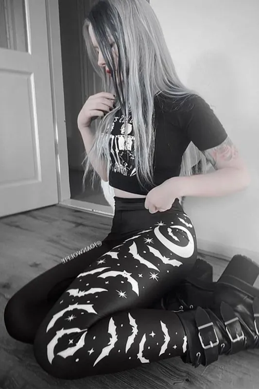 Bats and Stars High Waist Leggings sold by Vampire Freaks