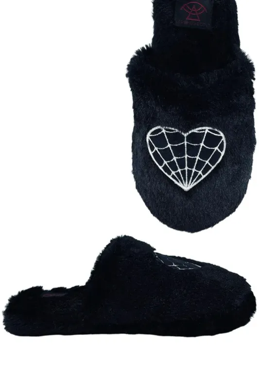 Kreepy Kozy Web Heart Slippers sold by Vampire Freaks