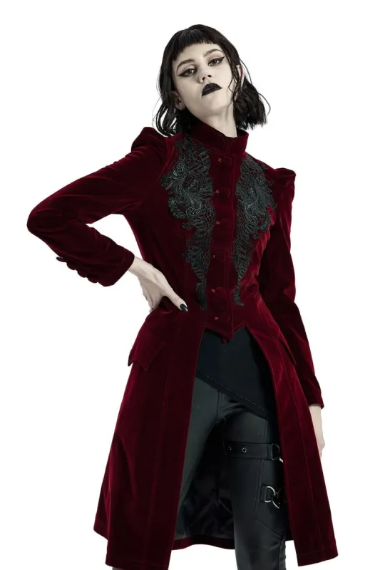 Bleeding Rose Velvet Coat [RED] sold by Vampire Freaks