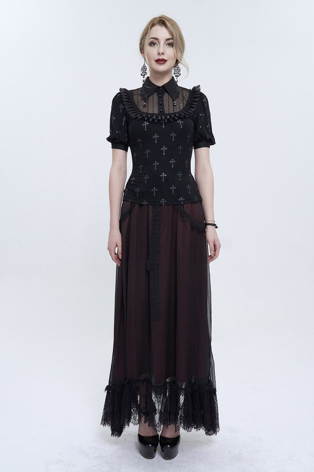 Romantic Goth Ruffled Top sold by Vampire Freaks product image thumbnail 4