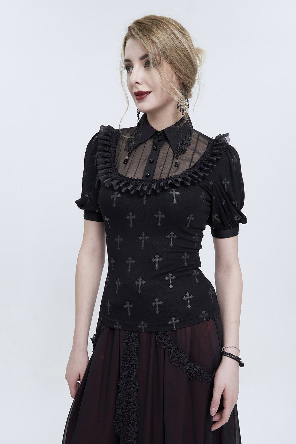 Romantic Goth Ruffled Top sold by Vampire Freaks product image thumbnail 2