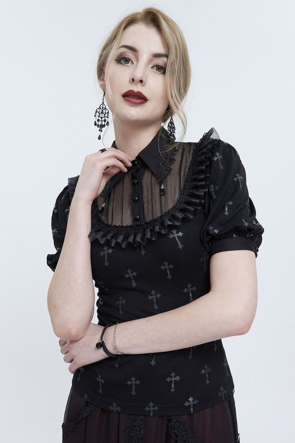 Romantic Goth Ruffled Top sold by Vampire Freaks