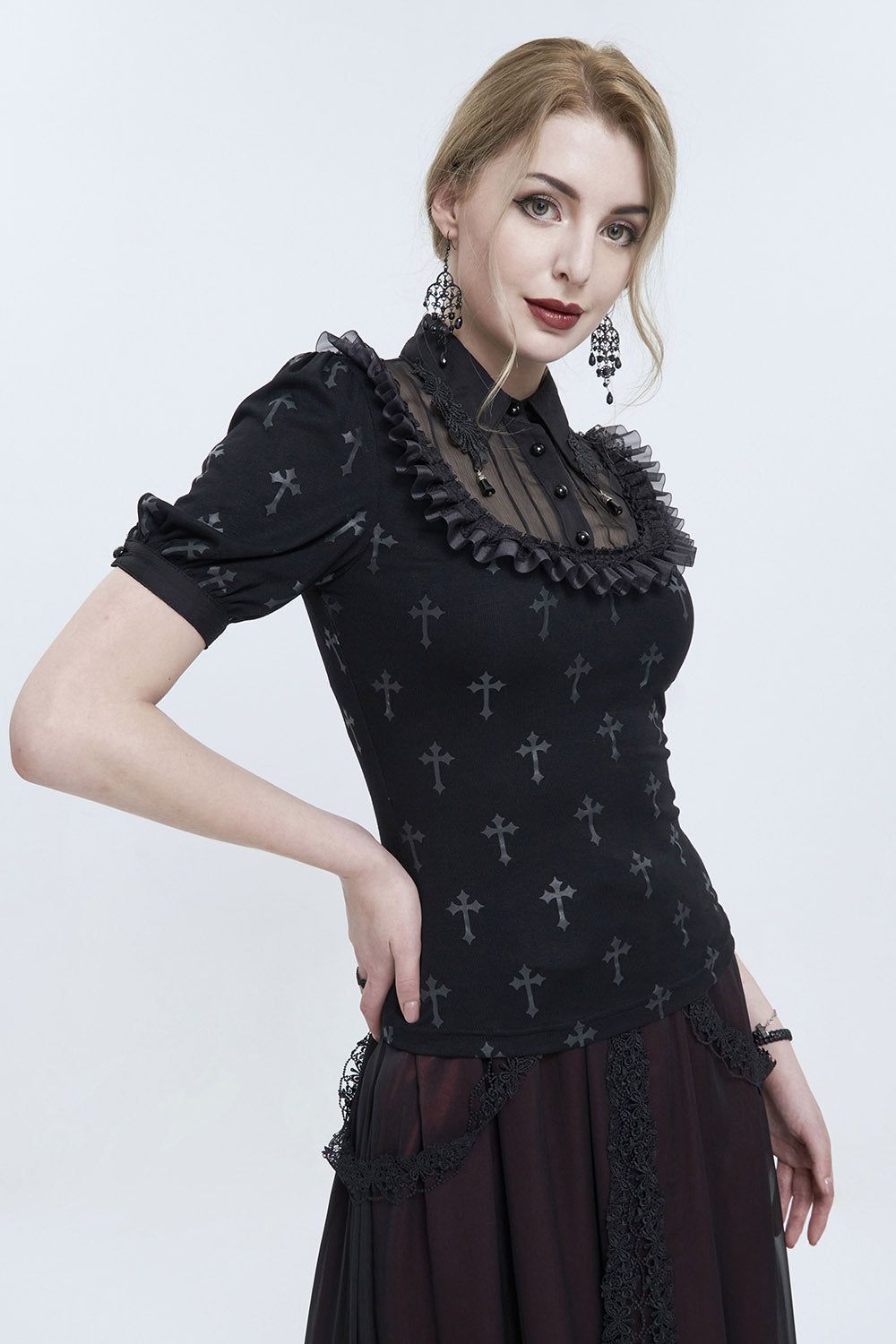 Romantic Goth Ruffled Top sold by Vampire Freaks product image thumbnail 3