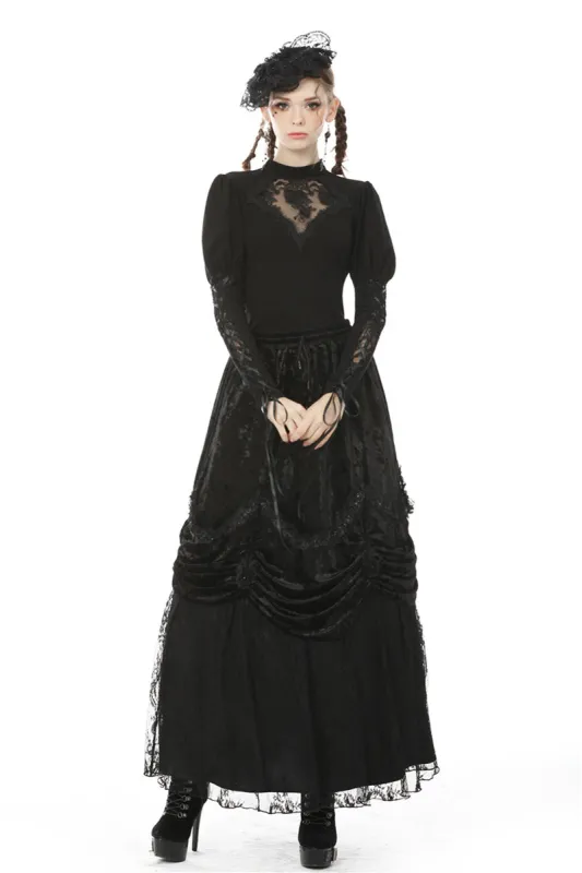 Dead Roses Goth Puffed Sleeve Top sold by Vampire Freaks
