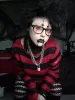 Red/Black Striped Distressed Sweater sold by Vampire Freaks
