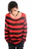 Red/Black Striped Distressed Sweater sold by Vampire Freaks