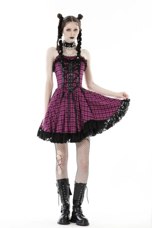 Pink Death Plaid Dress sold by Vampire Freaks