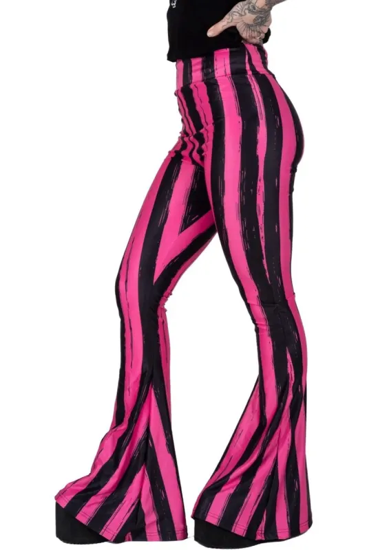 Pink and Black Striped Hellz Bellz Flares [BLACK/PINK] sold by Vampire Freaks