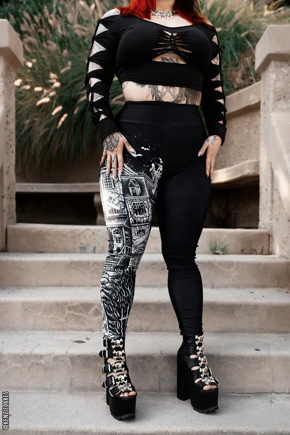 Gothic Haunted House Leggings sold by Vampire Freaks