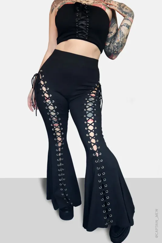 Alice Lace-Up Flare Pants sold by Vampire Freaks
