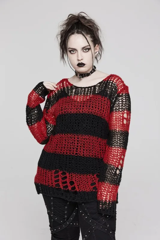 Blood Pact Striped Sweater [RED/BLACK] sold by Vampire Freaks
