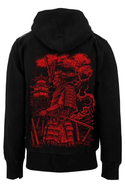 Samurai Warrior Hoodie [BLOOD RED] [Zipper or Pullover] sold by Vampire Freaks