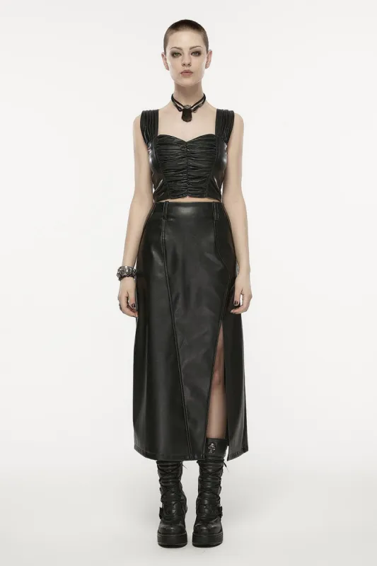 Gravelands Leather Maxi Skirt sold by Vampire Freaks