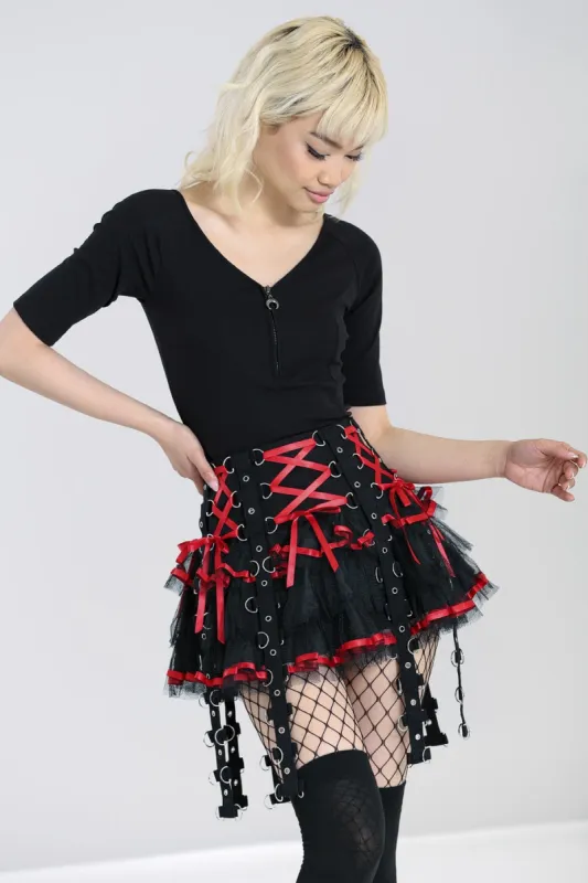 Chai Mini Skirt [BLACK/RED] sold by Vampire Freaks