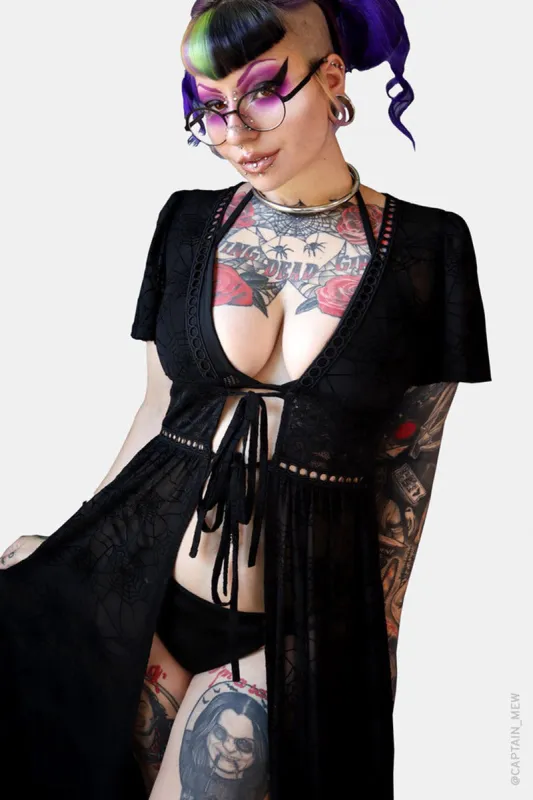 Spiderweb Mesh Kimono Dress sold by Vampire Freaks
