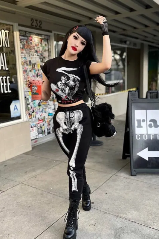 Skeleton White Bone Jogger Pants [UNISEX] sold by Vampire Freaks