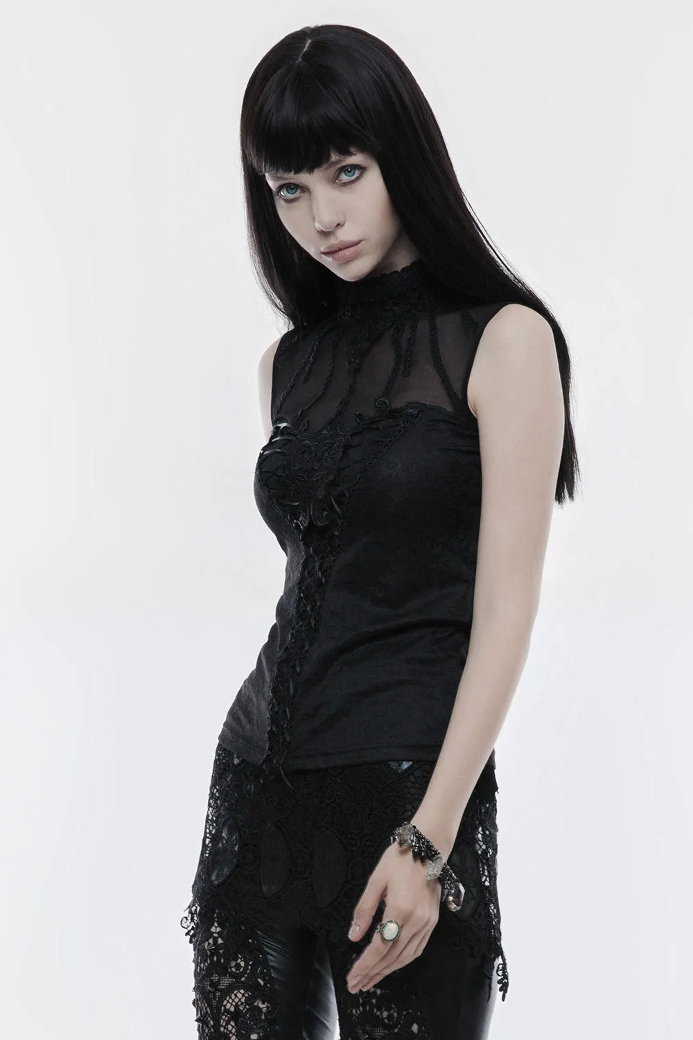 Night Ritual Embroidered Tank Top sold by Vampire Freaks product image thumbnail 2