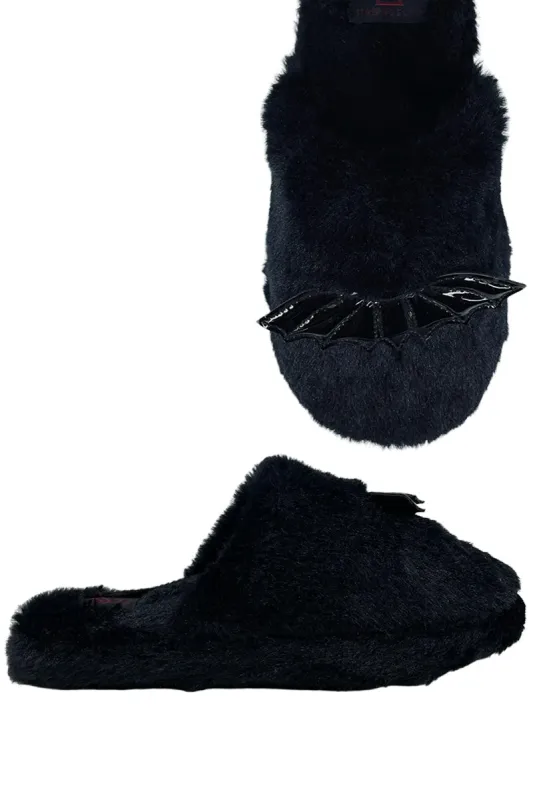 Kreepy Kozy Bat Slippers [BLACK] sold by Vampire Freaks