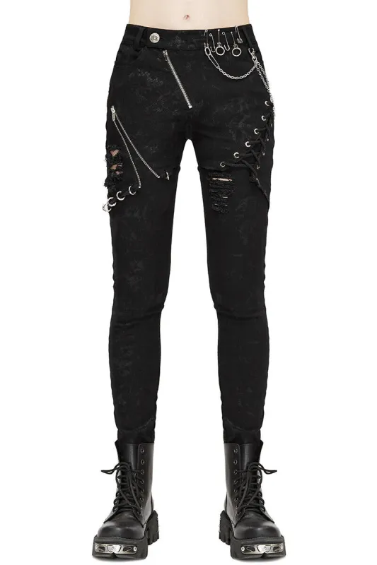 Pierced Punk Skinny Pants sold by Vampire Freaks