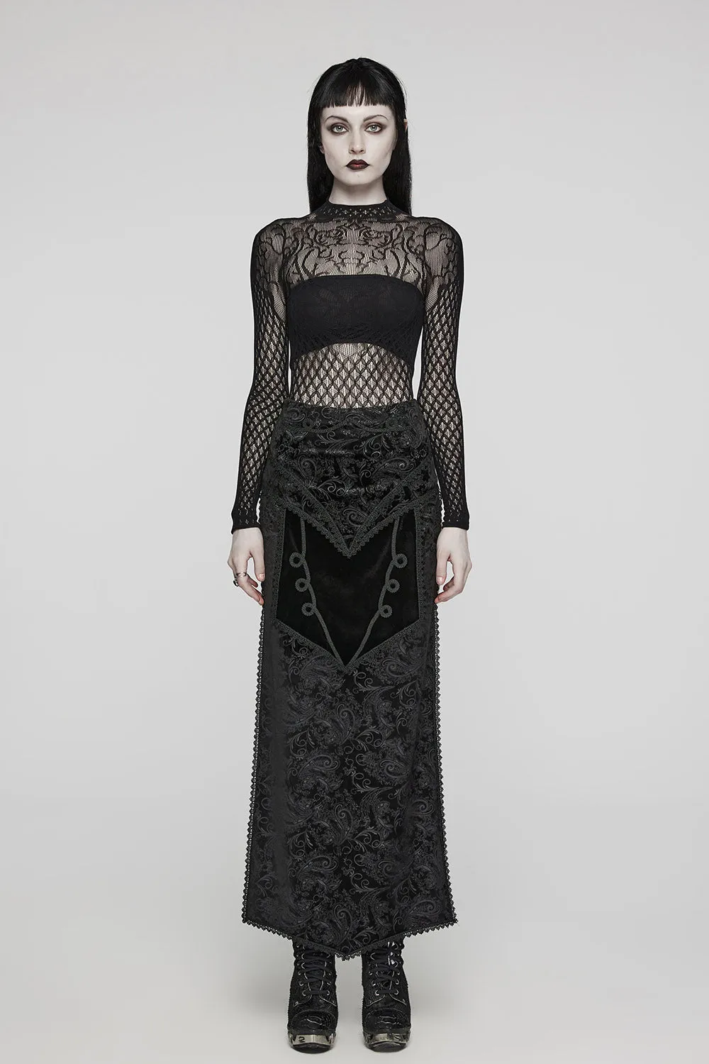 Vlad Velvet Leg Slit Skirt sold by Vampire Freaks product image thumbnail 2