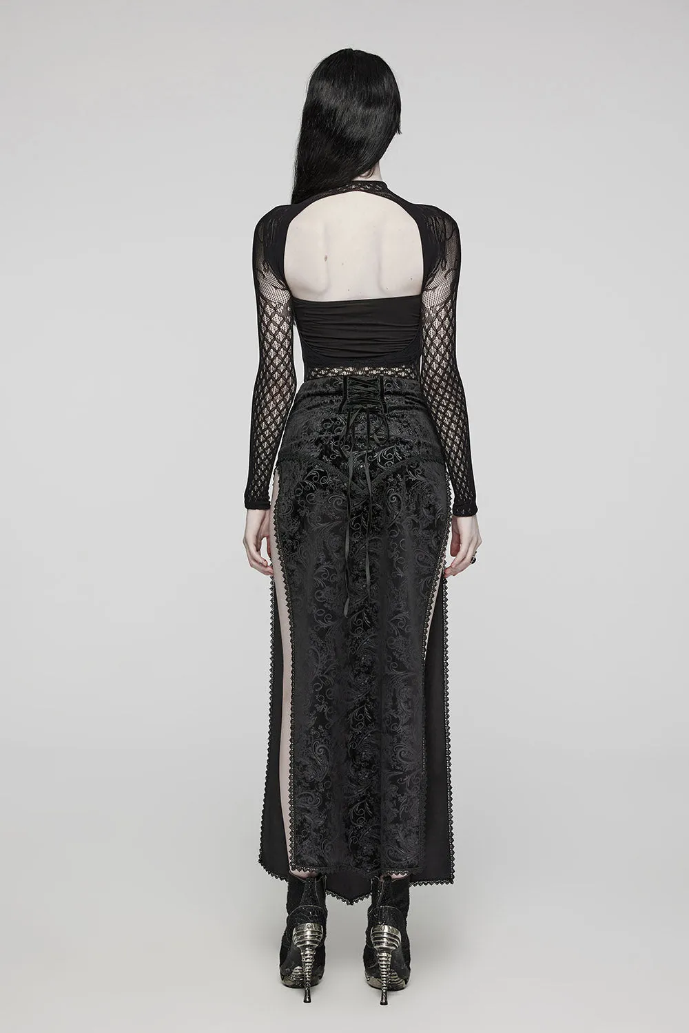 Vlad Velvet Leg Slit Skirt sold by Vampire Freaks product image thumbnail 4