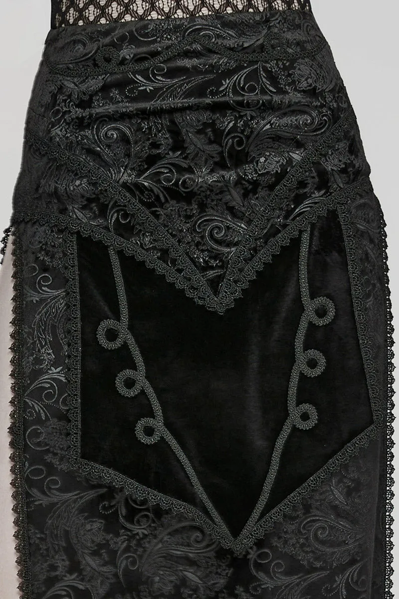 Vlad Velvet Leg Slit Skirt sold by Vampire Freaks product image thumbnail 5
