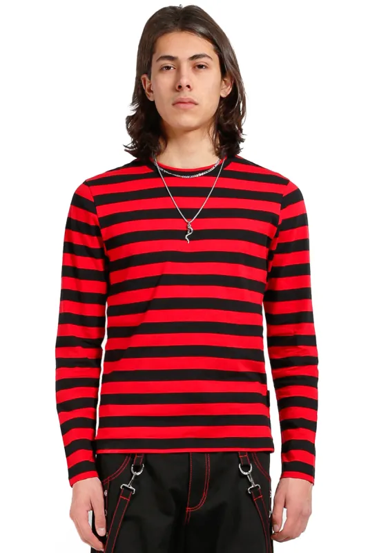 Tripp Stripe Knit Top [Red/Black] sold by Vampire Freaks