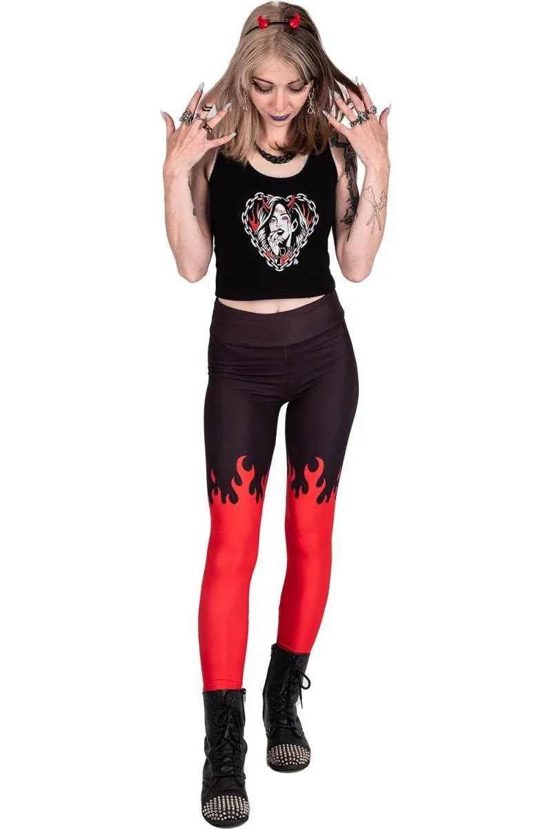 Red Hot Fire High Waist Leggings sold by Vampire Freaks product image thumbnail 4
