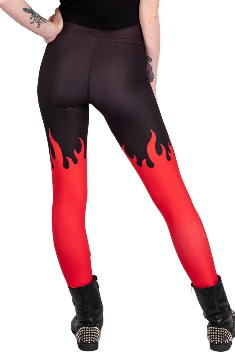 Red Hot Fire High Waist Leggings sold by Vampire Freaks product image thumbnail 3