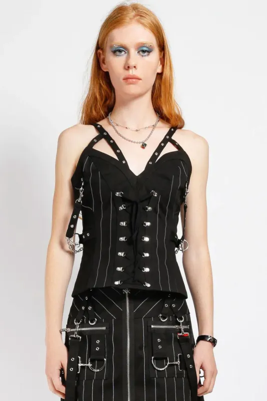 Tripp NYC Voidoid Corset [Godfather Stripe] sold by Vampire Freaks