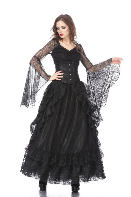 Vampiric Bustle Maxi Skirt [BLACK] sold by Vampire Freaks
