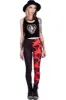 Two Tones Red Skulls High Waist Leggings sold by Vampire Freaks